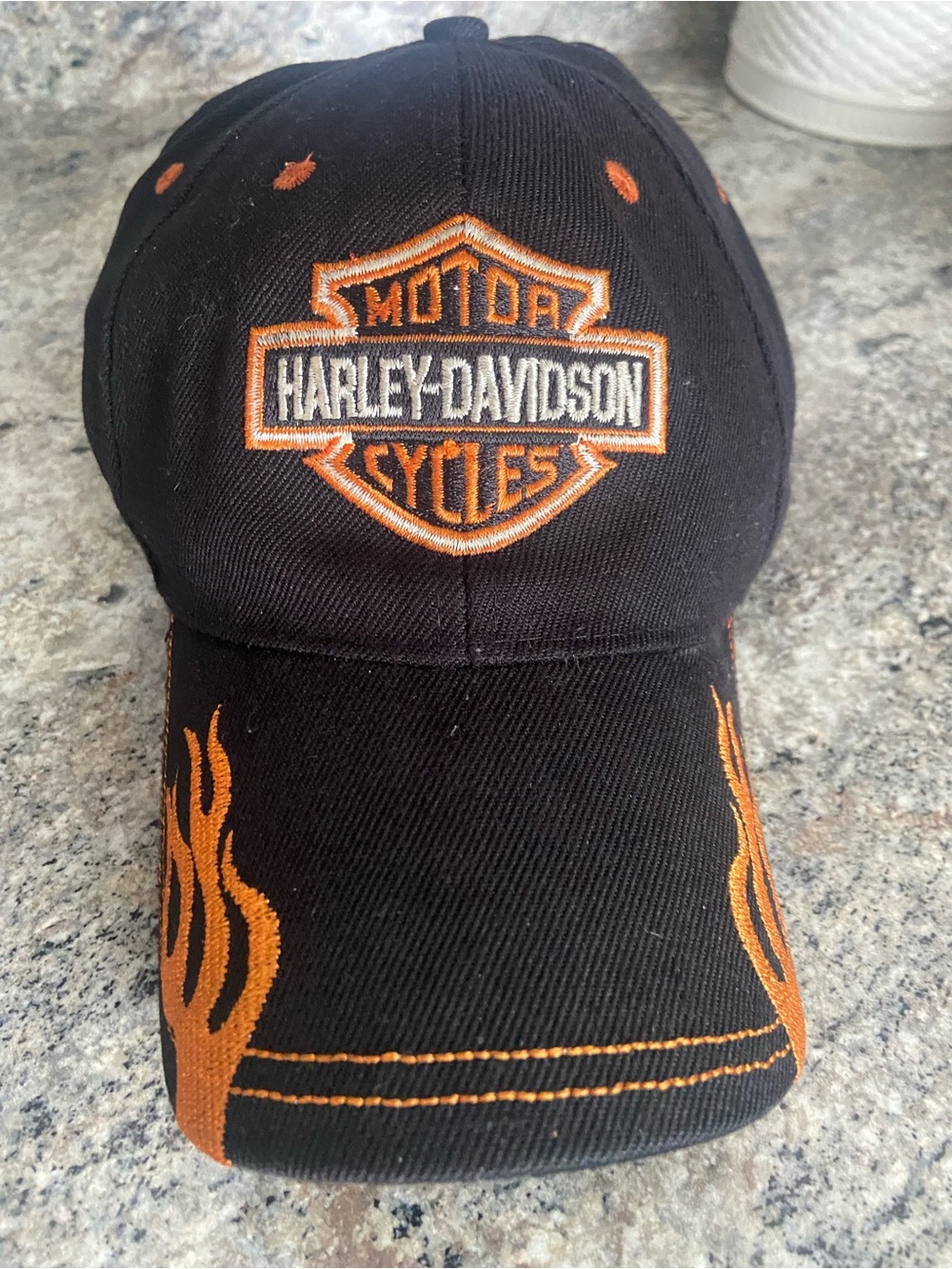 Harley-Davidson Black Cap with Orange Flame Logo